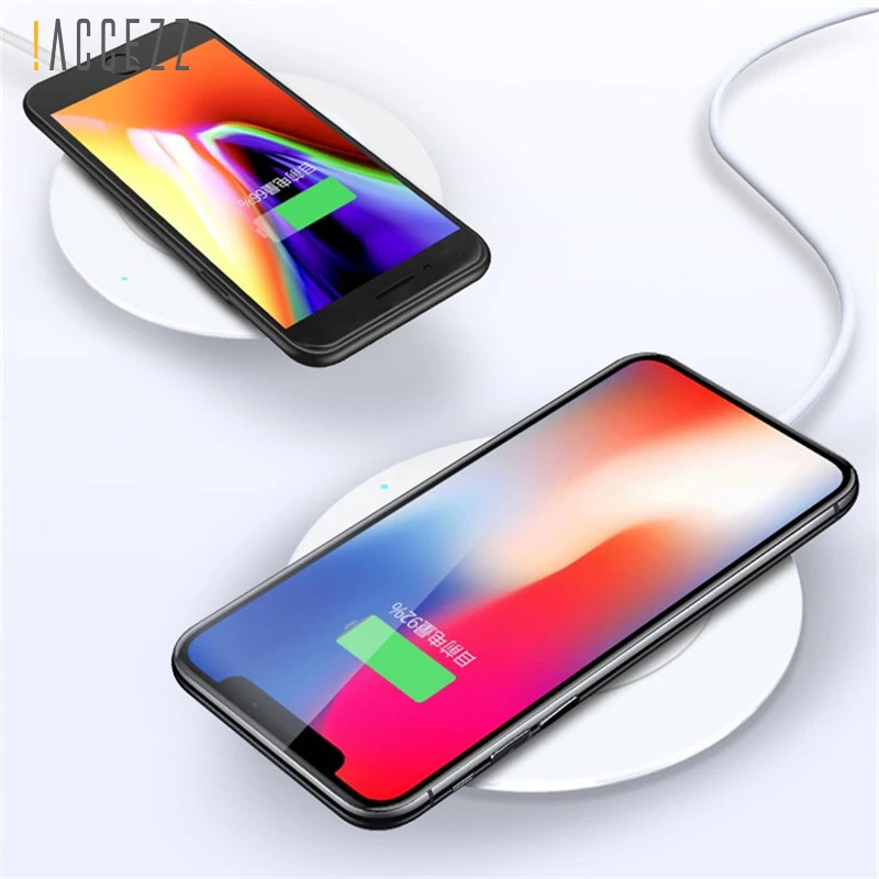 ! ACCEZZ QI Беспроводное зарядное устройство для samsung S8 S7 S9 Plus Note8 светодиодный