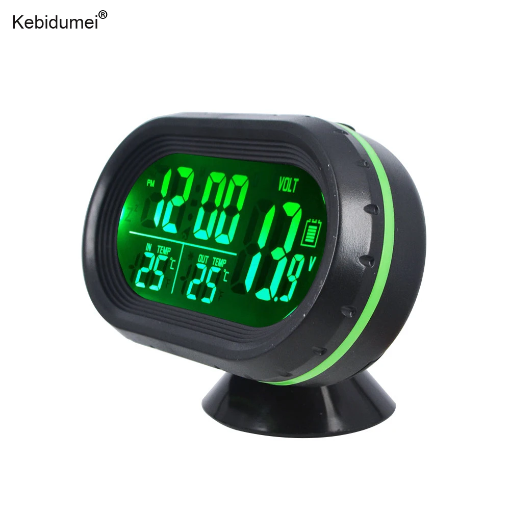 

DC12-24V Digital Auto Car Clock Thermometer LED Lighted Automobile Dual Temperature Gauge Voltmeter Voltage Tester Monitor