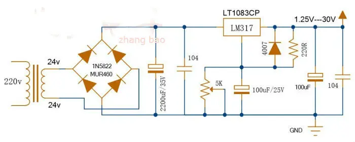 Lt1083 регулируемый блок питания схема