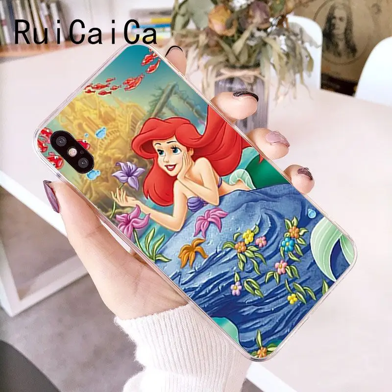 RuiCaiCa Принцесса Ариэль Русалочка ТПУ мягкий резиновый чехол для телефона iPhone 5 5Sx 6