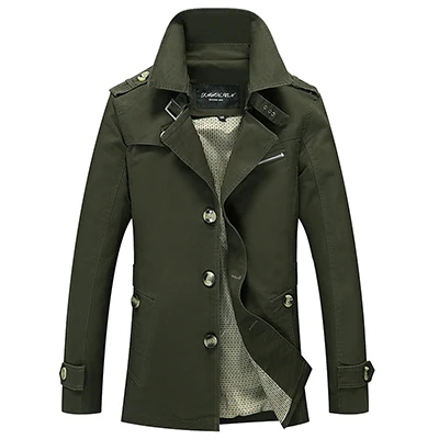 Army Green Модная новинка iSurvivor мужская длинная куртка весна осень Корейская мужская Тонкая хлопковая Повседневная ветровка мужская длинная куртка популярная 5XL - Цвет: Army Green
