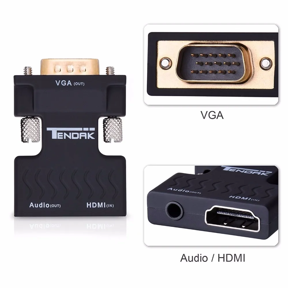Активный 1080P HDMI 3 5 мм Женский к VGA Мужской конвертер адаптер стерео аудио разъем