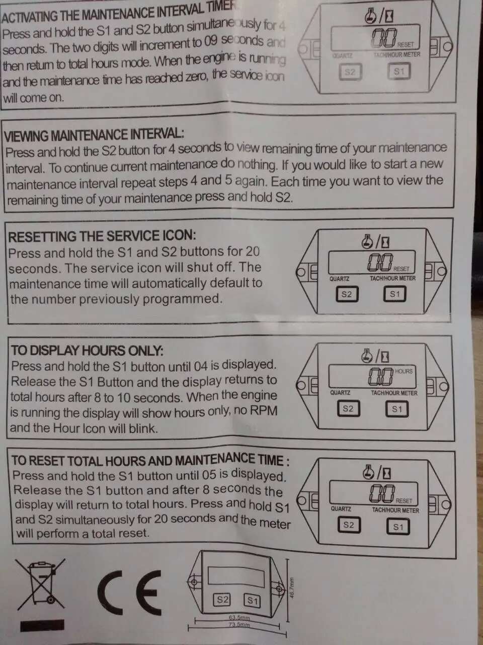 IZTOSS цифровой индукционный счетчик для мотоцикла тахометр газонокосилка ATV 2 1