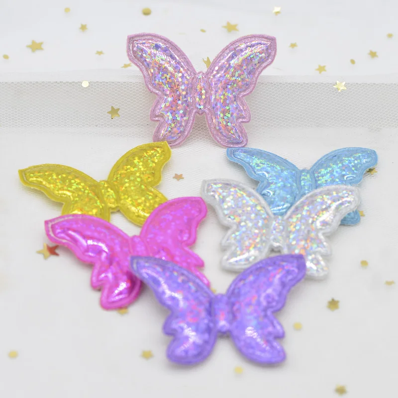 

12 шт. блестящие лазерные нашивки из ткани, блестящие аппликации в виде бабочки для рукоделия, одежды, аксессуары для украшения головных убор...