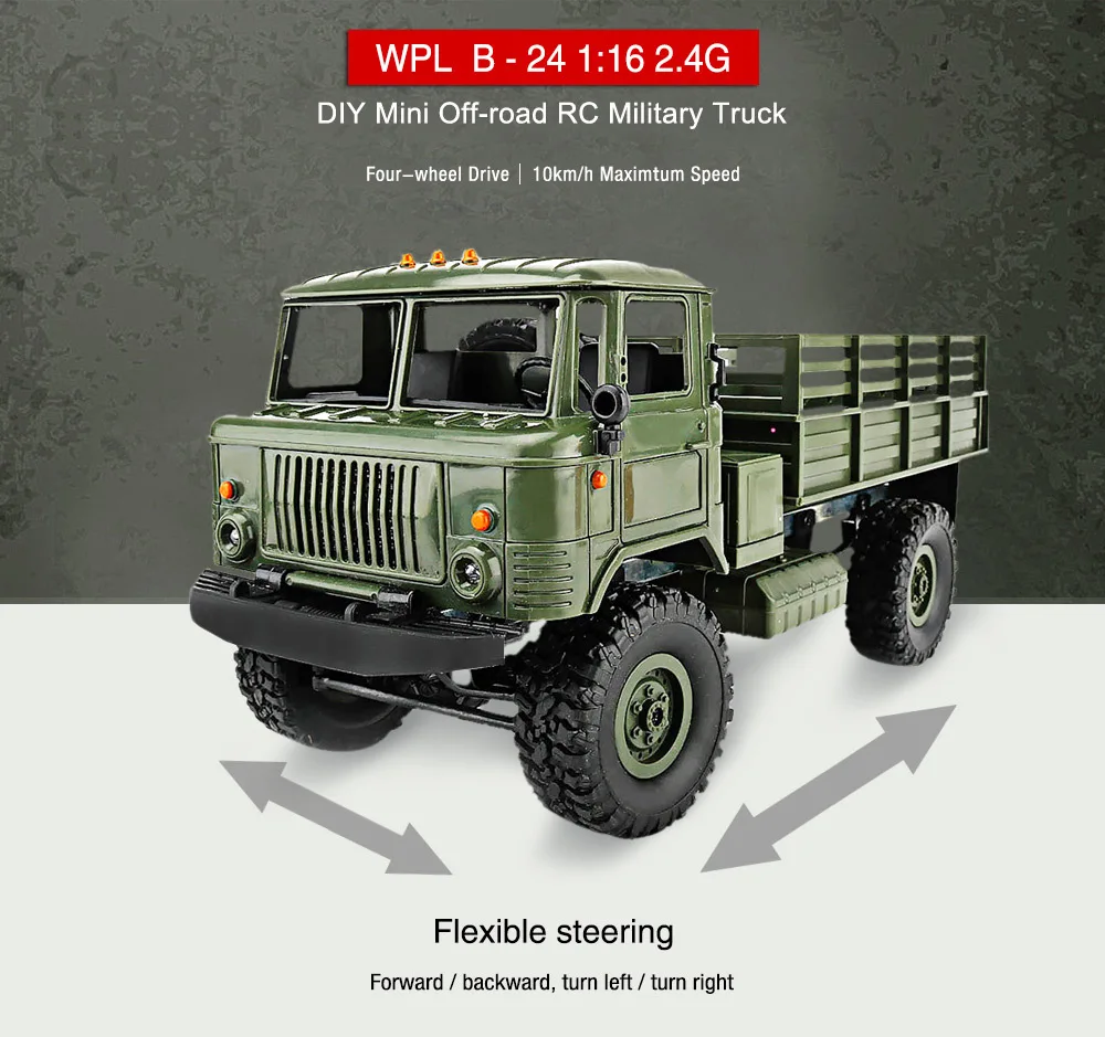 WPL B 24 GAZ 66 1/16 пульт дистанционного управления военный грузовик 4 колеса