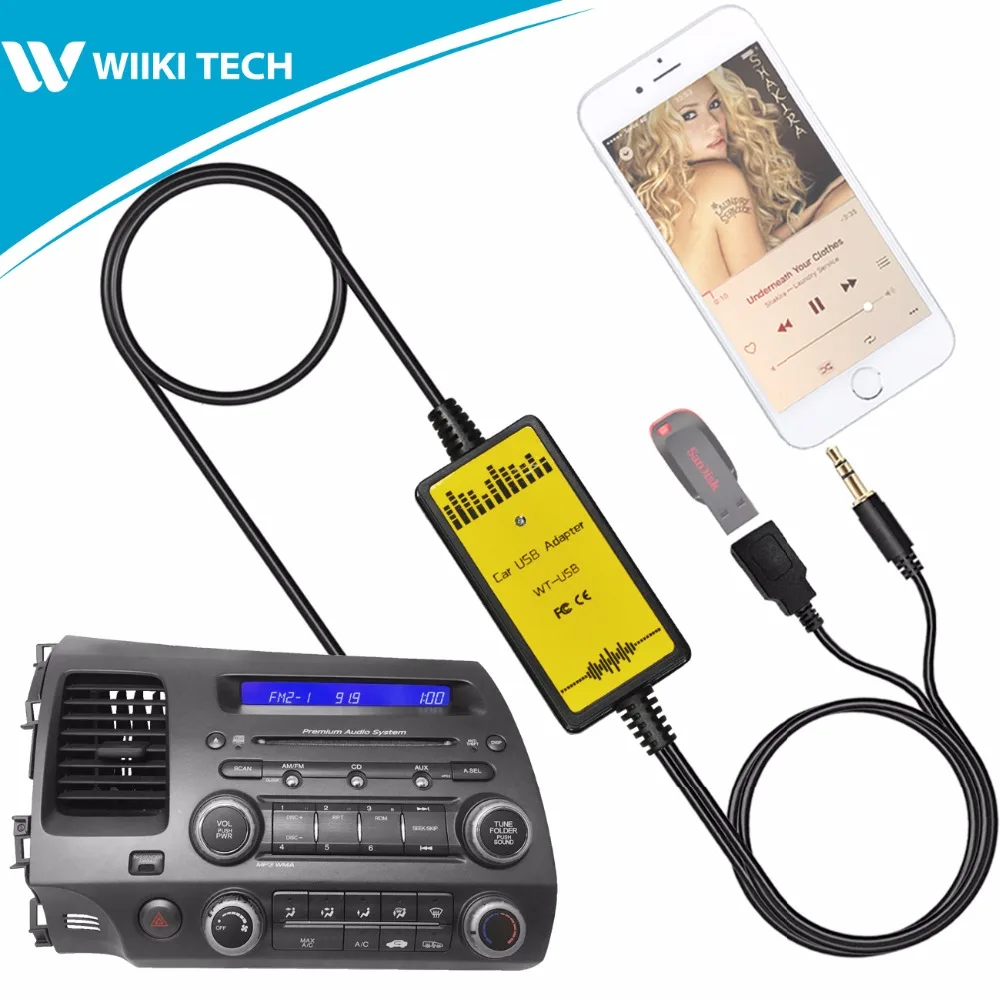 APPS2Car Car Radio USB AUX интерфейс аудио Mp3 адаптер CD Changer для Honda Civic 2006 2010|car radio mp3 aux|adapter