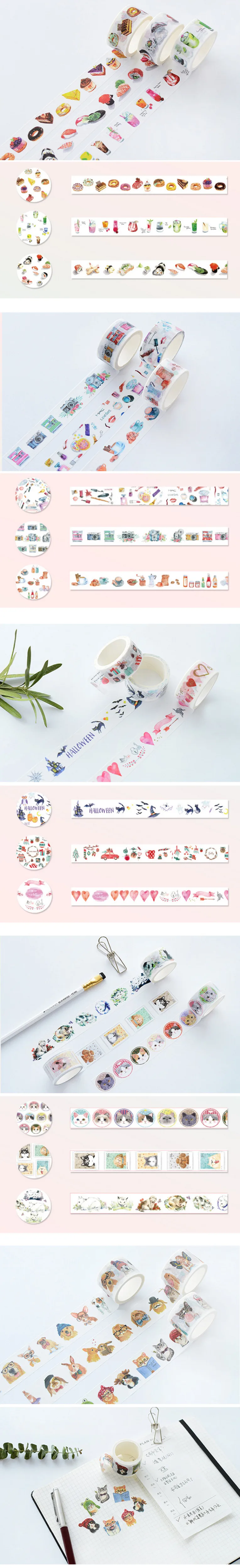 3 шт./кор. 2-3cm* 5 м свежий цветочный узор васи лента для художественного оформления ногтей, ручная работа Скрапбукинг планировщик изоляционная лента клейкая милые канцелярские принадлежности