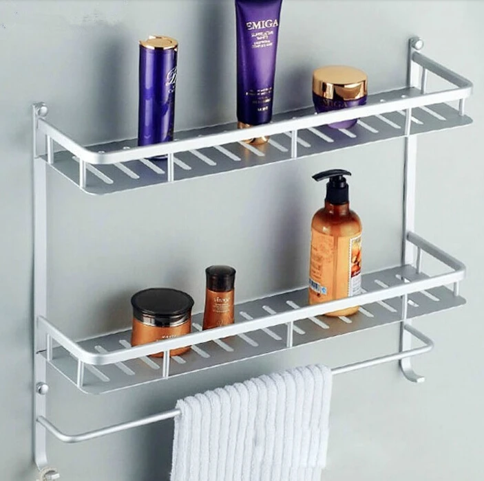 Высококачественная двухслойная полка для ванной комнаты космическая