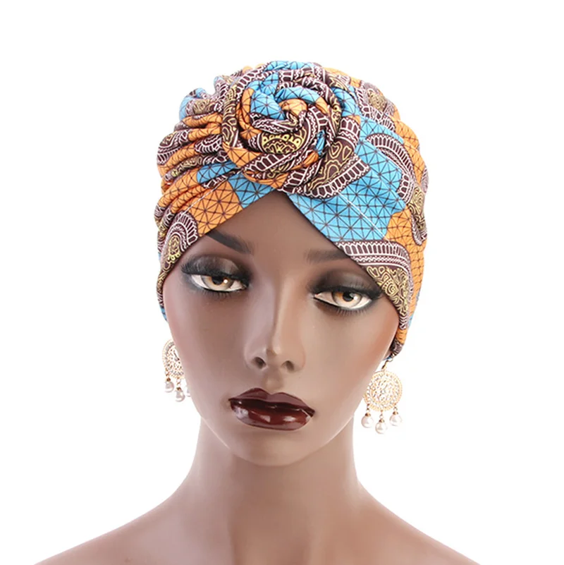 orange Женский тюрбан Африканский узор узел головной убор модные теплые шапки-банданы Дамская Кепка chemo банданы аксессуары для волос - Цвет: orange
