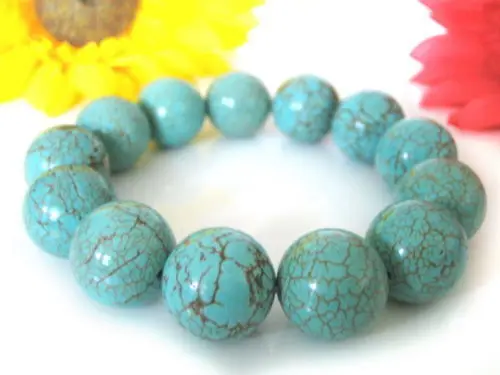 

Hot New 7.5"Bracelet made of turquoise in ball form 12mm AAA+