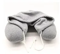 Grey U-образный подголовник с крышкой 30x28 см, подушка для шеи из пены с эффектом памяти, латексные частицы, материал наполнителя, для путешествий, офиса, домашний текстиль для подушек - Цвет: Grey