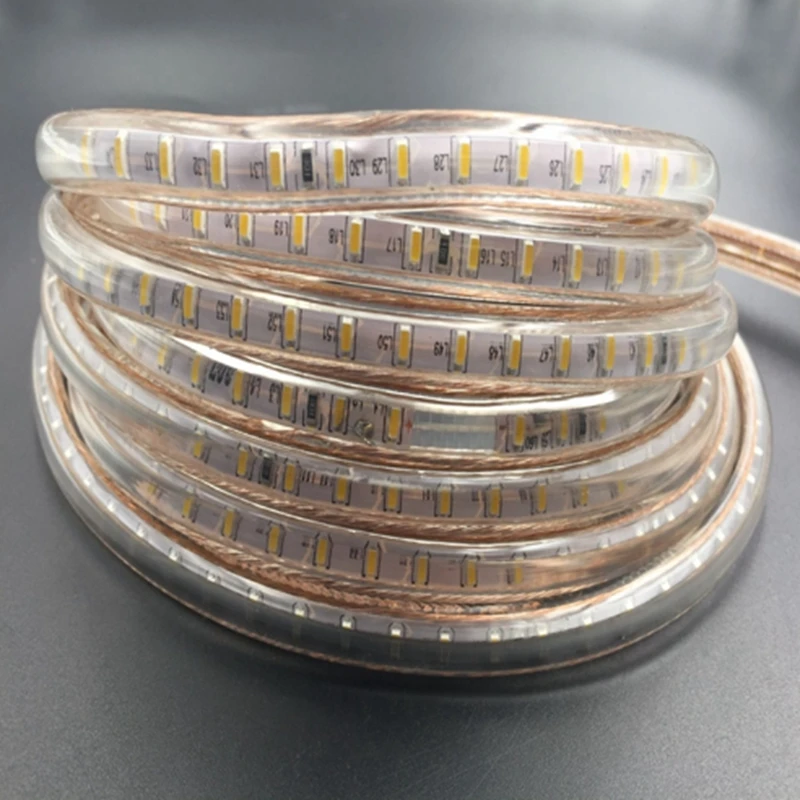 SMD 3014 Светодиодный светильник AC220V 120 светодиодный/M супер яркая лента-гирлянда IP67 Водонепроницаемый светодиодный светильник+ ЕС вилка наружный светодиодный светильник