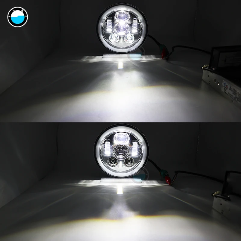 Черный/хром 7 дюймов мотоцикл led головной светильник светодиодные полосы