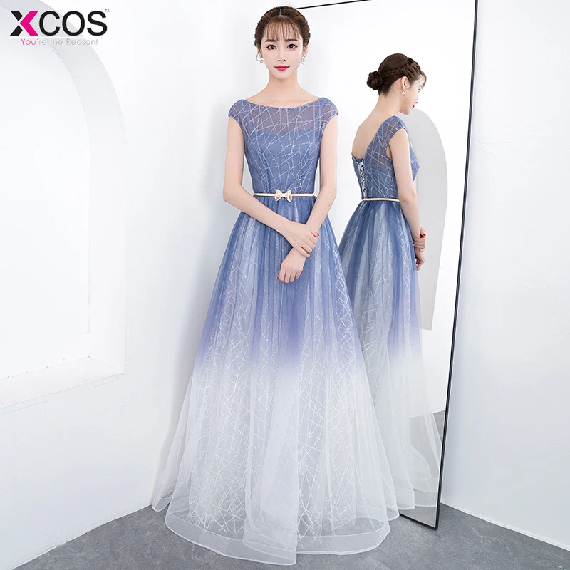 О образным вырезом длиной до пола Длинные вечерние платья vestido de festa сексуальный