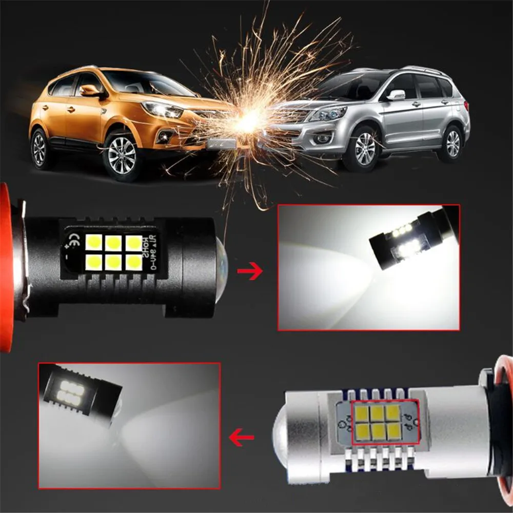 2 шт. 1200Lm H8 H11 светодиодные Автомобильные фары лампы 21SMD белые ходовые огни