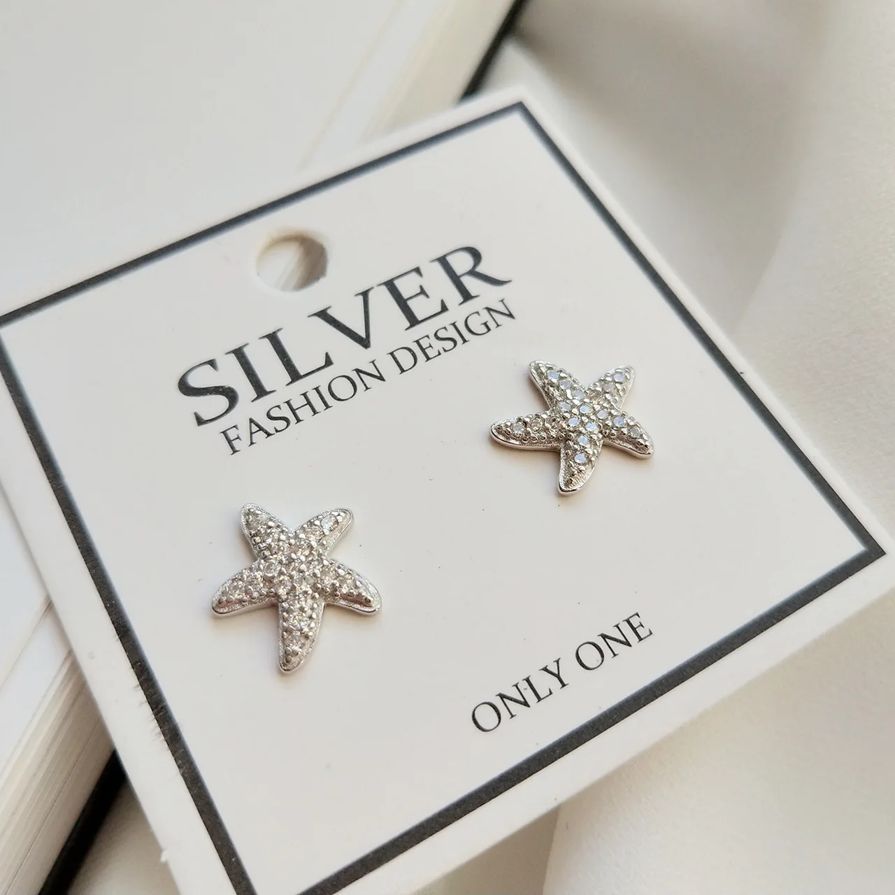 Real designer 925 sterling silver jewelry Silver design Microscope starfish earrings accessories wholesale | Украшения и