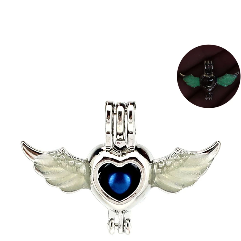 Glow in the Dark Heart Angel Wings Beads Cage Perfume Essential Oil Diffuser Pearl Locket Pendant 10x K1020 | Украшения и