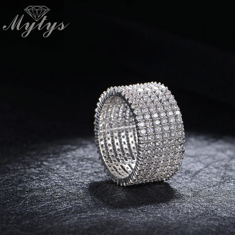 Женское серебряное кольцо Mytys роскошное свадебное с инкрустацией стразами