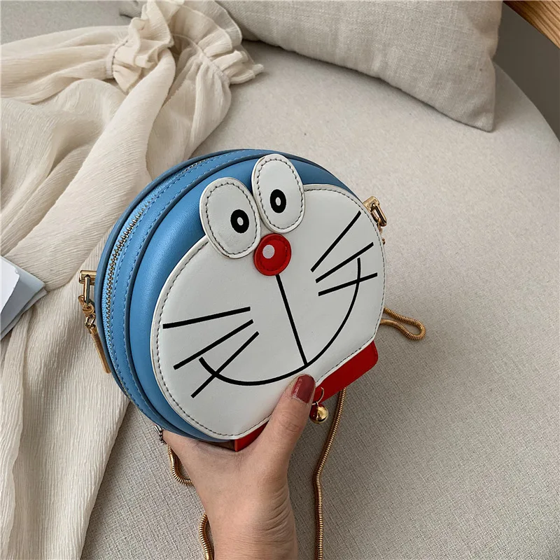 Милая мультяшная печать цепочка сумка Doraemon маленькая круглая 2019 модная новая