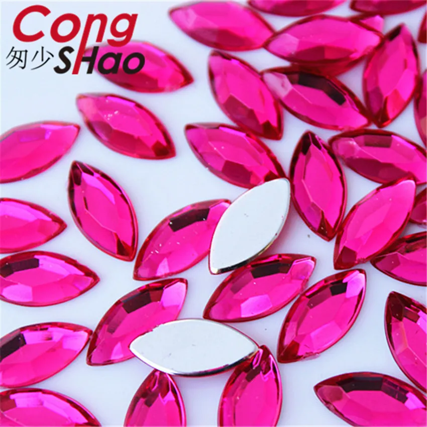 Разноцветные акриловые стразы Cong Shao 300 шт. 7*15 мм с плоской задней поверхностью