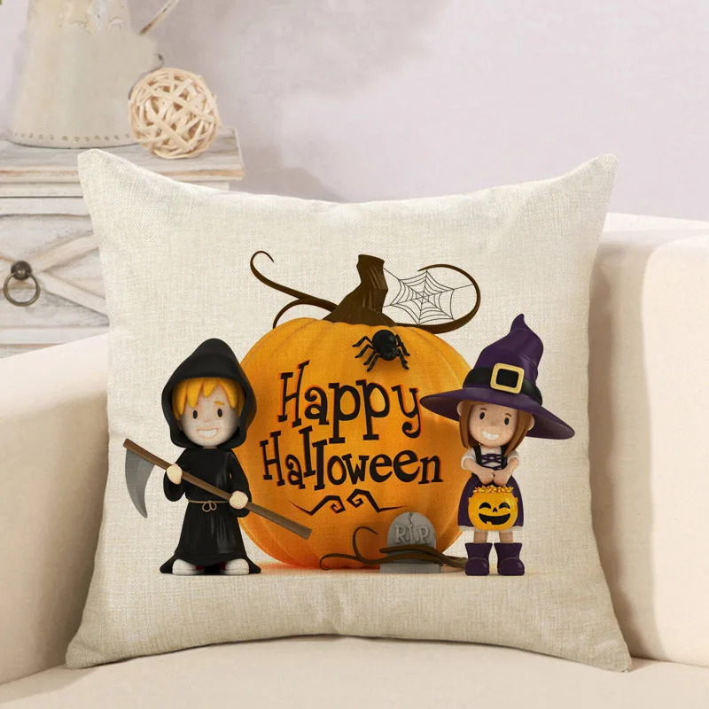 LDAJMW2018 New Halloween Pumpkin Pillowcase Digital Printing Linen Cotton Sleeping Lunch Break Room45X45cm | Дом и сад
