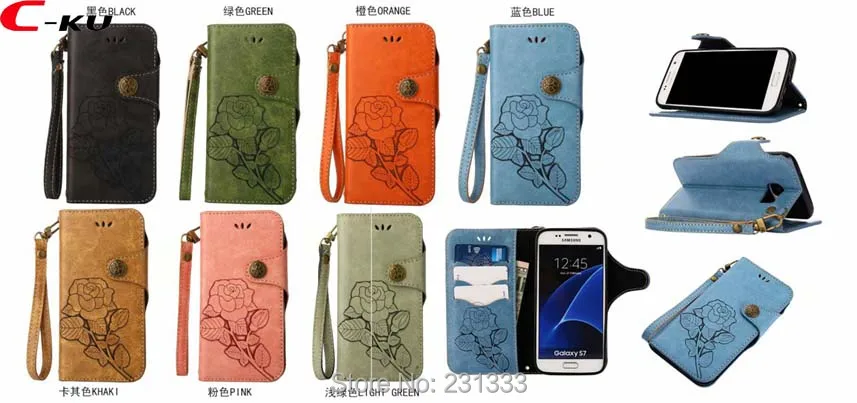 Кожаный чехол кошелек C ku в стиле ретро с розами для Samsung Galaxy S7 EDGE S6 S8 PLUS J4 2018 J6 S9 A8 note