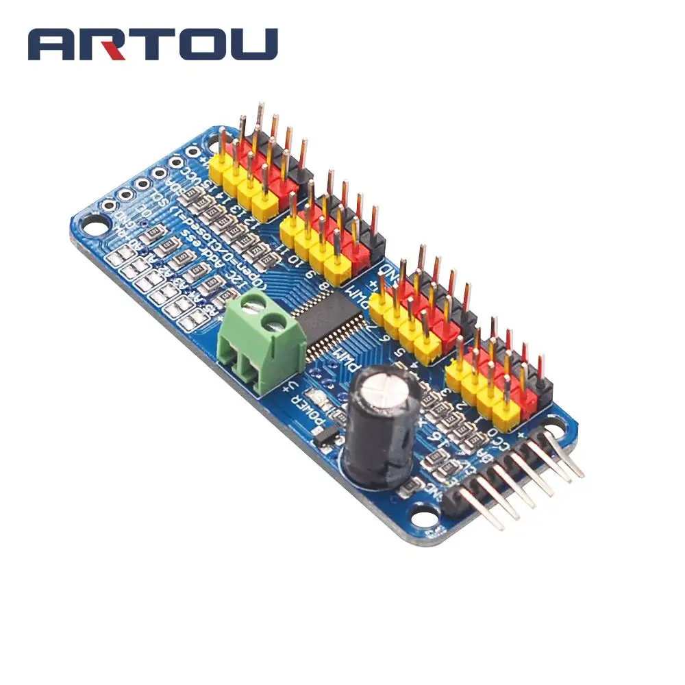 16 канальный 12 битный модуль PWM/Servo Driver I2C интерфейса PCA9685 для arduino или Raspberry pi shield module