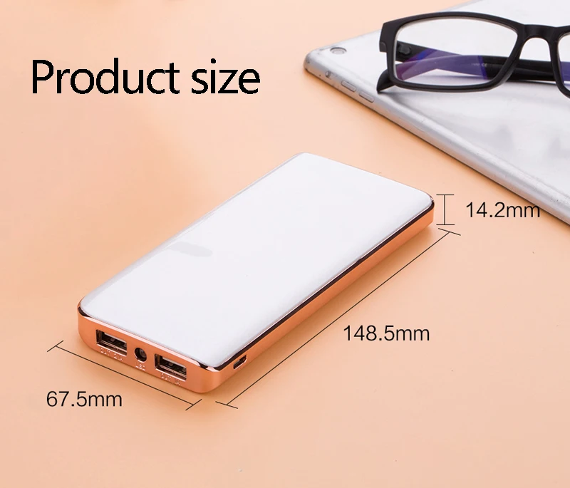 Dual USB Ultra-thin 15000mAh Power Bank Portable Lithium Polymer External Battery LED Powerbank For Xiaomi iPhone | Мобильные