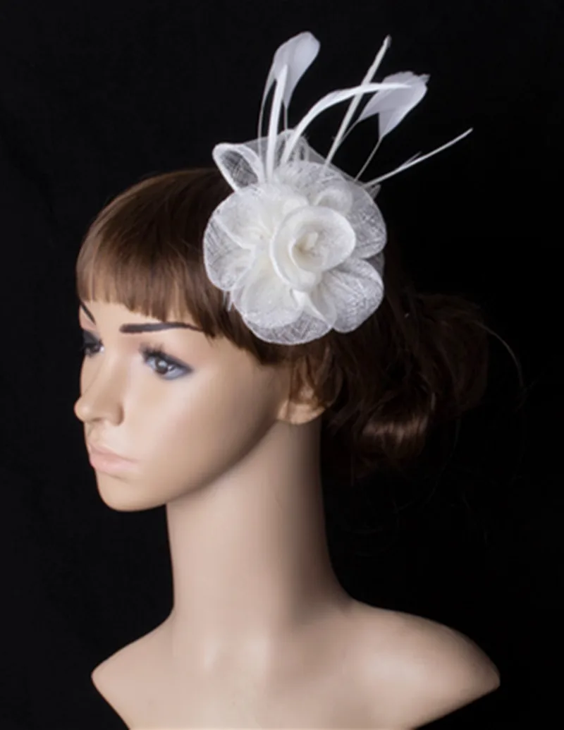 

Cute Sinamay Fascinator Headwear Multiple Color Feather Church Race Show Hair Accessories Nice Millinery Bridal Headpiece MYQ056