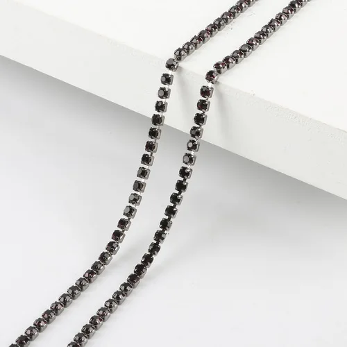 Dark Purple Горячая серебряная основа коготь 1 м/лот высокая плотность ss6 2 мм ss8 2,5 мм ss10 2,8 мм ss12 3 мм стразы на цепочке для пришивания клея на отделке - Цвет: Dark Purple