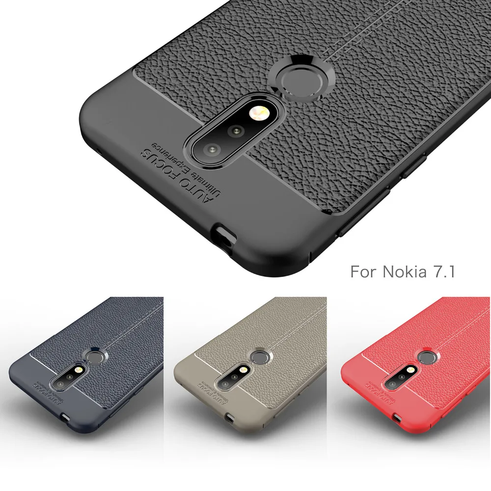 

For Nokia 7.1 Case 2018 Silicone Carbon Fiber Rugged Armor Soft Back Cover Case For Nokia 7.1 2018 Phone Fundas Coque Etui Cases