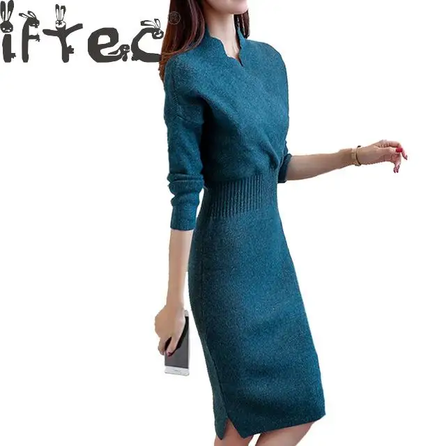 2018 женские зимние элегантное платье с длинным рукавом утолщаются партия тонкие