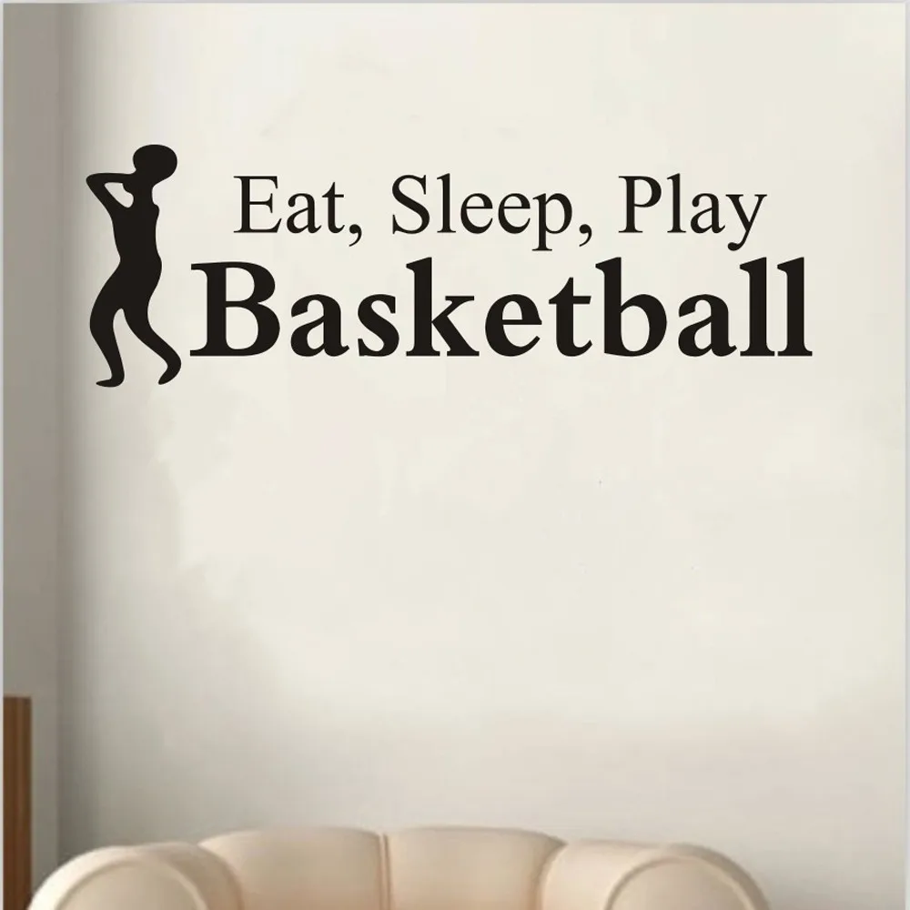 Eat Sleep Play баскетбольная наклейка с буквами Настенный декор для комнаты Спортивная