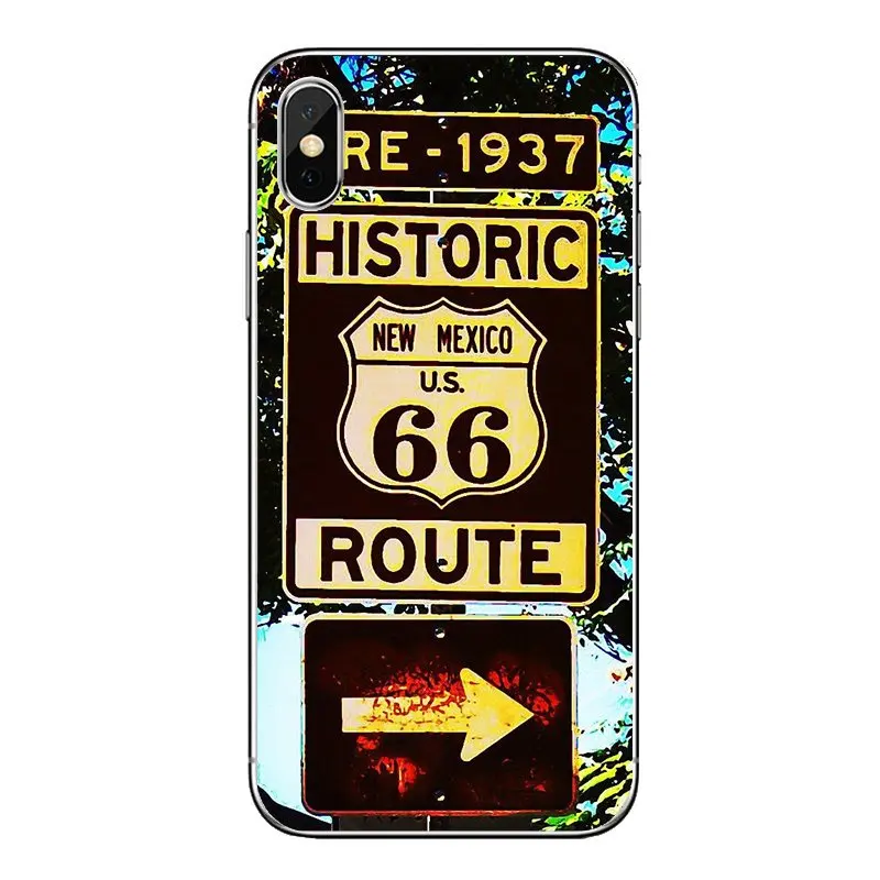 Transparent TPU Bag Case For Huawei Honor 8 8C 8X 9 10 7A 7C Mate 20 Lite Pro P Smart Plus USA Route 66 Automotive motorcycle |