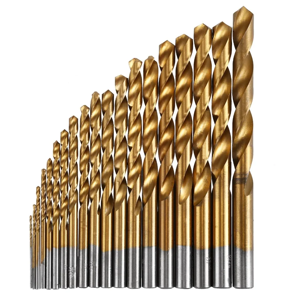 19 шт. набор сверл с титановым покрытием HSS Twist Drill Bit высококачественные