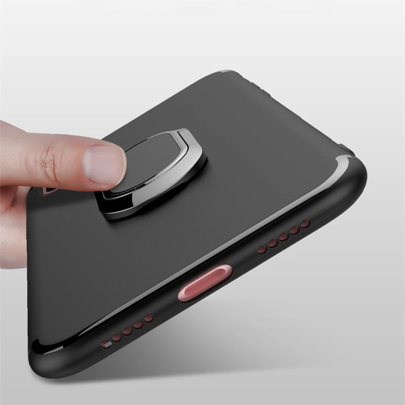 

Magnetic Ring Back Cover For iPhone 8 7 6 6S Plus Case Soft Silicone Shockproof Holder Stand Cover For iPhone X XS Max XR Coque