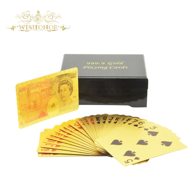 Высокое качество золото игральные карты 999.9 Цвет Великобритании 50 фунтов 24