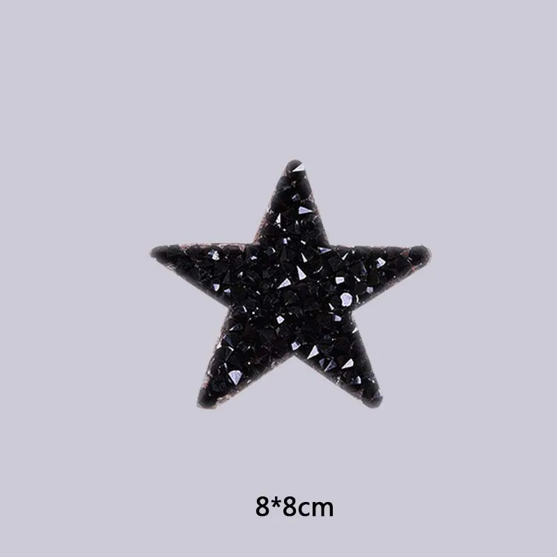Black 8cm Стразы для обуви с кристаллами, звездная аппликация, нашивки для одежды, разные размеры, сумка для одежды, высокое качество, сделай сам, 1 шт., железо на - Цвет: Black 8cm