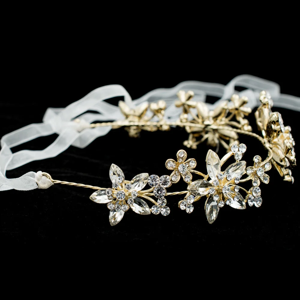 Винтажный цветочный гребень невесты, элегантная чистая австрийская кристальная тиара для волос, свадебные украшения для невесты GX011.