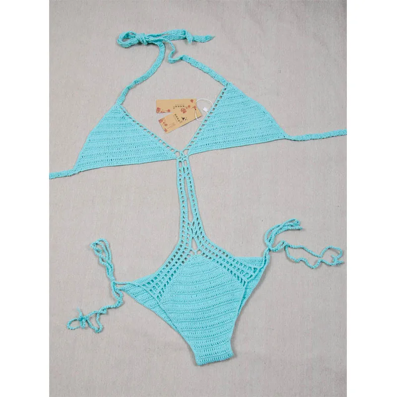 Bikini Swimwear 2018 New Women Sexy Halter Siamese Set Handmade Woven Summer Beach |