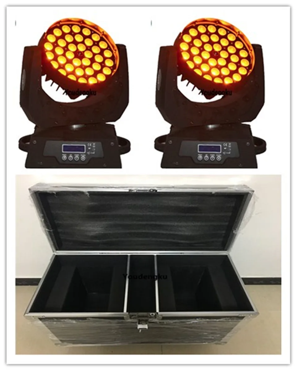 

2 pieces with flightcase led moving head party 36 x 18 led 6in1 wash moving head rgbwa uv led moving head zoom light