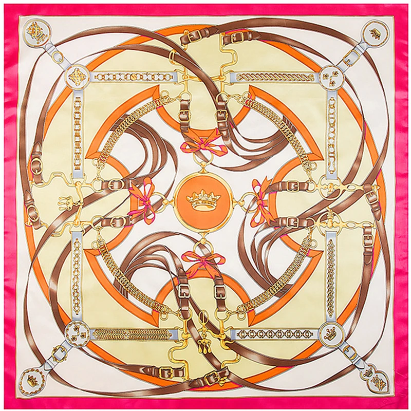 Женский шелковый шарф с цепочкой 90x90 см|blanket scarf|brand silk scarfsilk brand scarf |