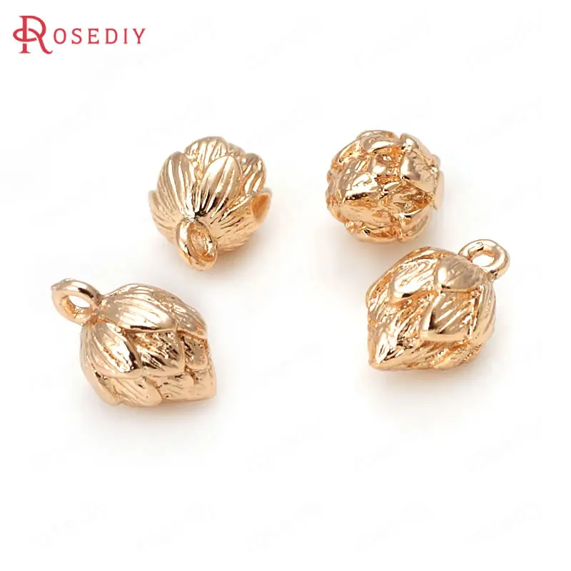Латунные подвески в виде бутонов лотоса 7x11 5 мм 24 к цвета шампанского|lotus charm|diy jewelry