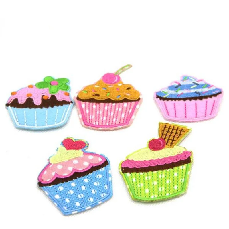 Мультфильм Мороженое торт Центр сделал ткань 100% (10 шт.) гладить на патчи для