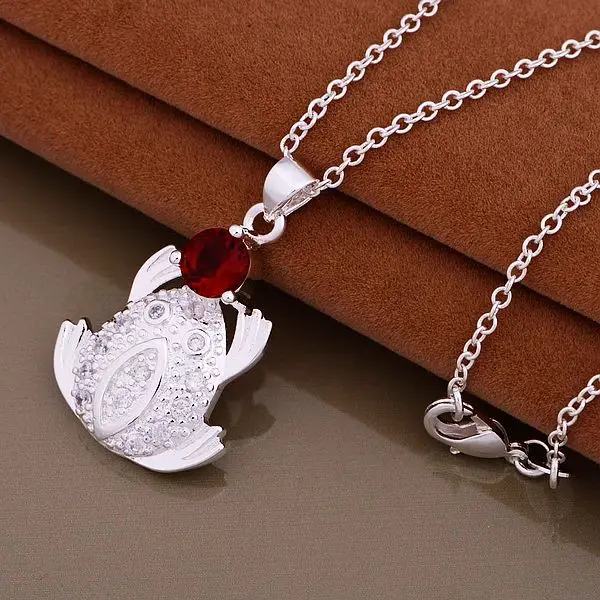 XL-AN993 Hot Sale Free Shipping Silver Fine Jewelry Wholesale 925-Sterling-Silver Charms Fashion Frog Inlaid Red Stone Pendants | Украшения