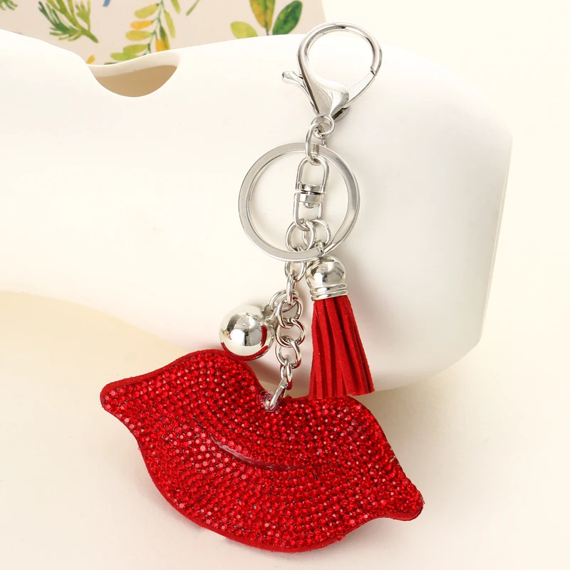 Милые Губы Кристалл Цепочки Кольца Для Ключей держатель для женщин золотой