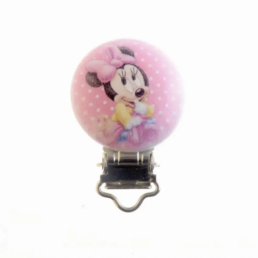 Baby Pacifier Clips Pattern Wood Metal Holders Cartoon Cute Infant Soother Clasps Accessories 4.4x2.9cm