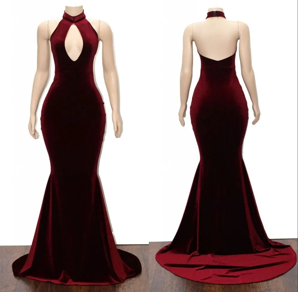 Vestidos de gala Русалка бордовые бархатные платья для выпускного вечера Длинные 2019