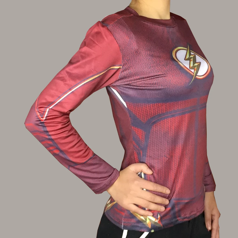 Компрессионная рубашка Flash 3D Футболка с принтом Женская реглан длинный рукав