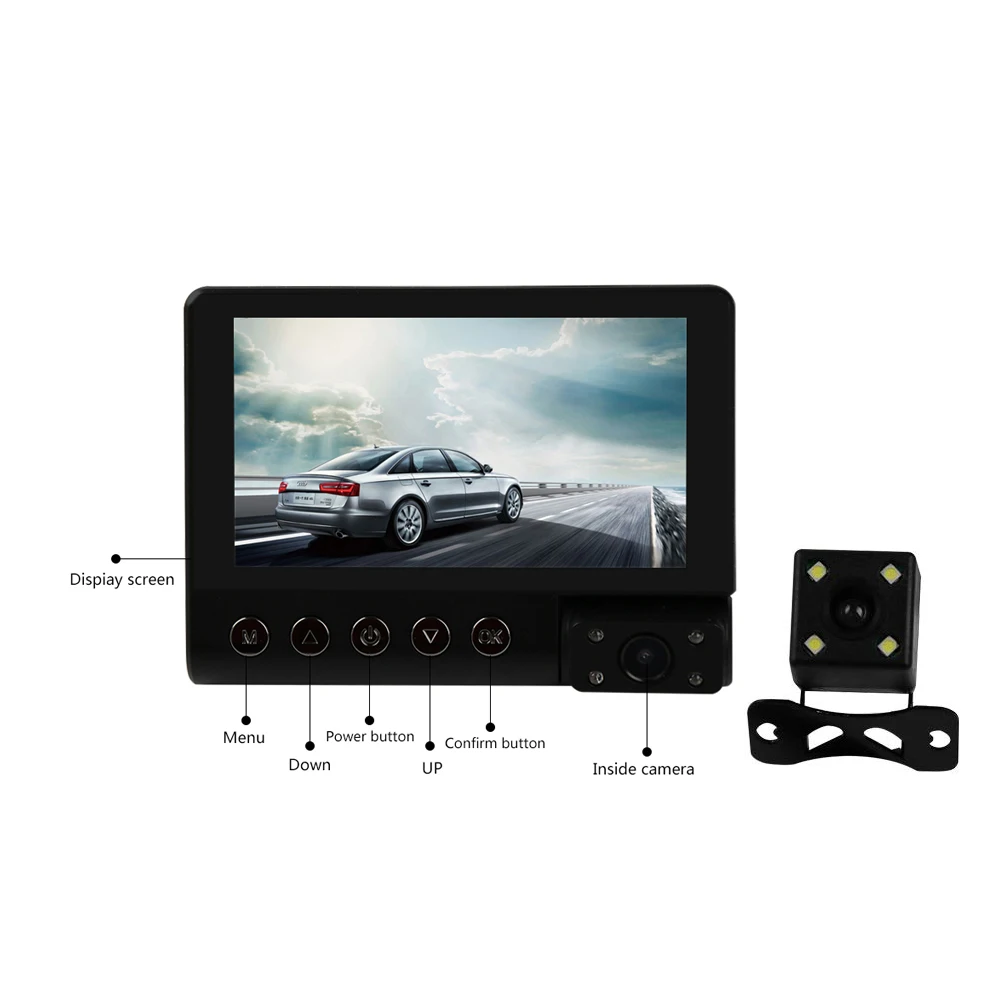 Видеорегистратор 4 дюйма ips lcd Full HD 1080 P Автомобильный видеорегистратор Передняя и
